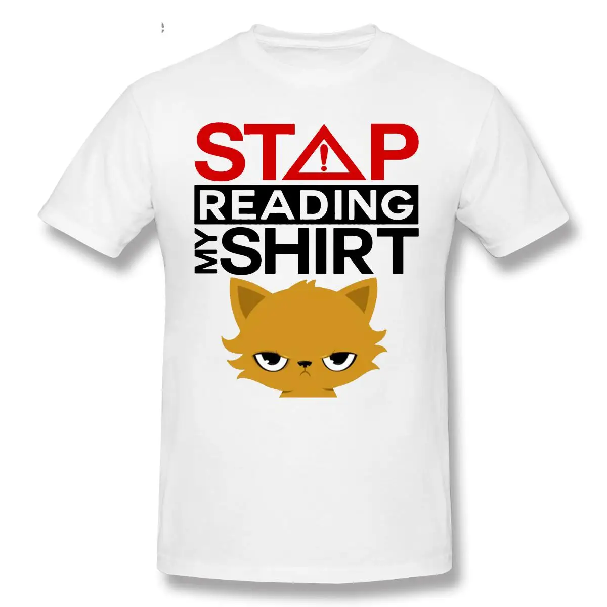 

Футболка мужская с надписью «Stop Read My Shirt»