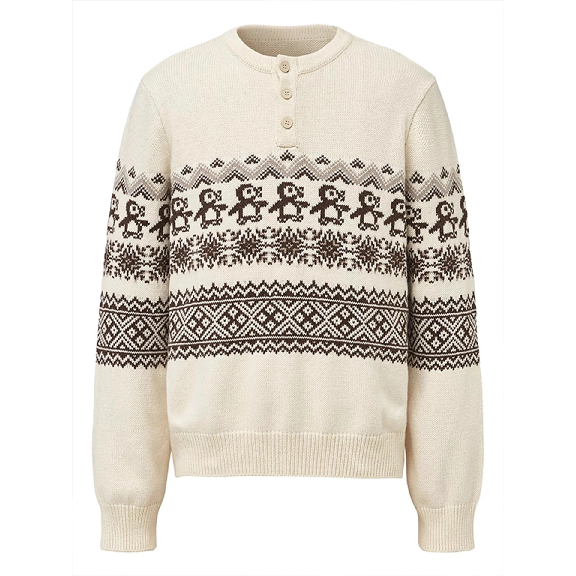 

Ретро Cisas Penguin Fair Isle Knit круглый свитер Ne мужской зимний ленивый свободный парный вязаный свитер теплый повседневный Pol...