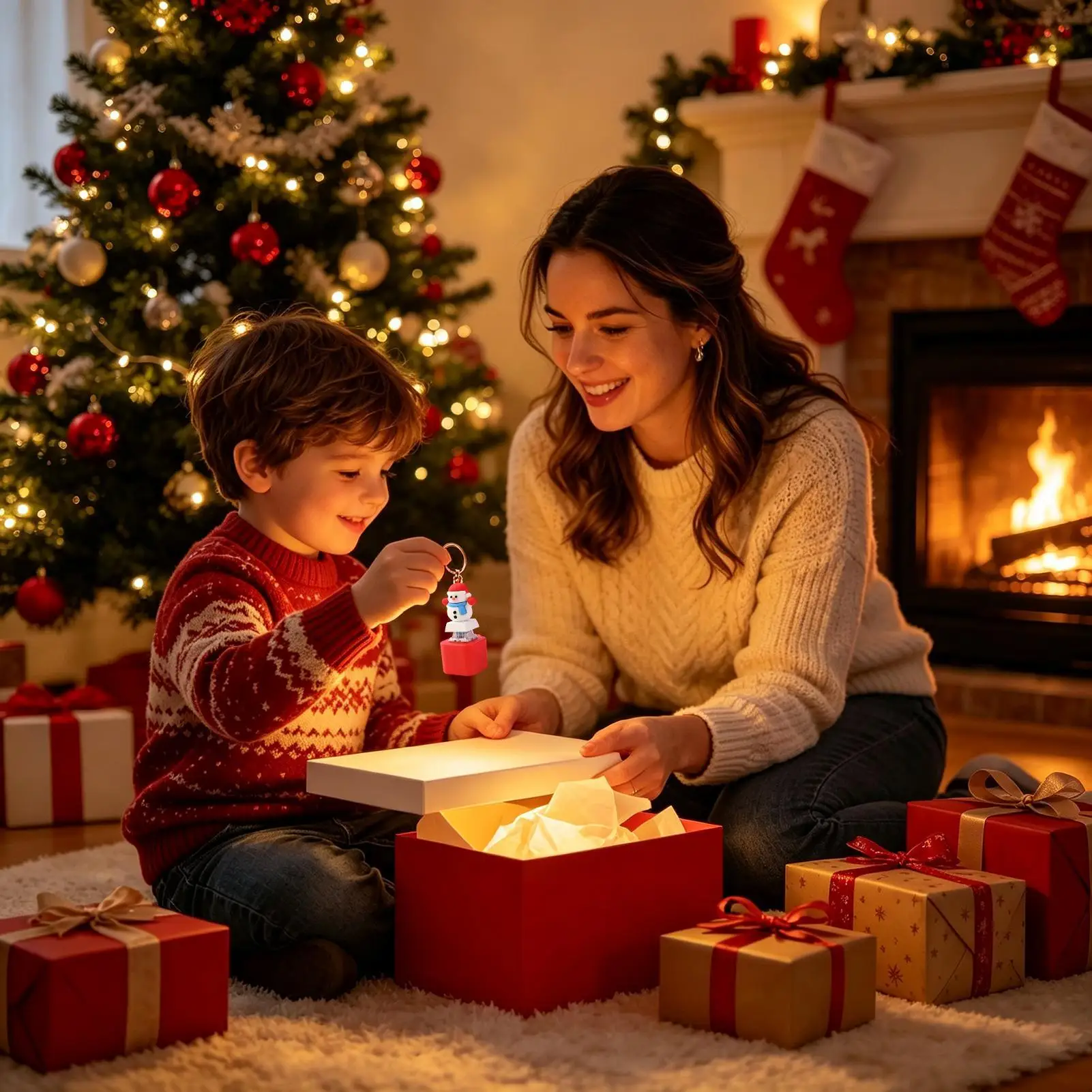 Clicker Toys Christmas Snowman Decoration with Sound and LED Light Keyboard Clicker Keychain for Home Travel School Car Trip