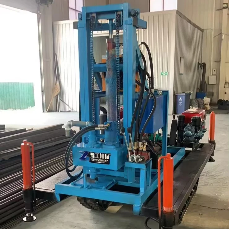 100m Crawler Water Well Drilling Rig Hydraulic Diesel Engine Portable Borehole Machine with DTH Hammer PDC Bits for Rock