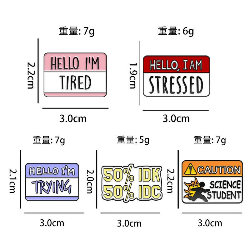 Creative Geometry Colorful Post-it Notes Dialog Enamel Pins Hello I'm Trying Funny Quotations Alloy Broches Badge Sweet Jewelry