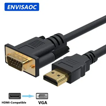 데스크탑 노트북 PC TV 모니터 프로젝터용 HDMI-VGA 어댑터 연결 라인 컨버터 케이블, 1.8M FHD 1920x1080P