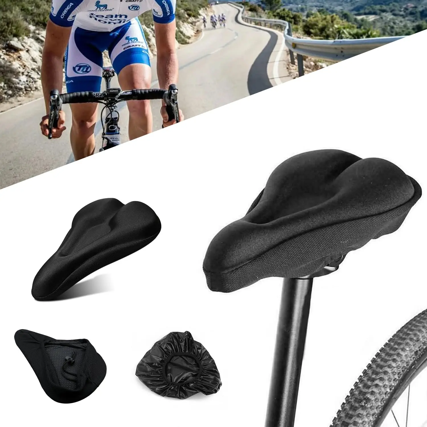 1/2pcs Bicycle Saddle Cover 3D Padded Wide Gel Foam Cushion for Mountain Exercise Road Bikes Soft Comfortable Seat Upgrade