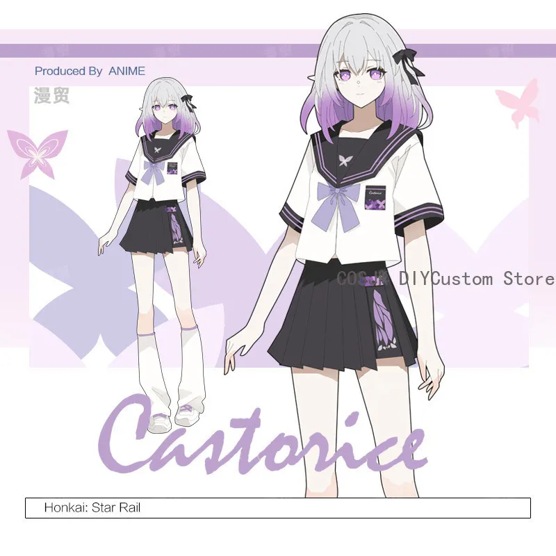 新しいゲームキャスティリスホンカイ：スターレールコスプレカジュアルウェアコスチュームjk制服セーラースーツtシャツトップススカートカジュアルガールデイリーセット