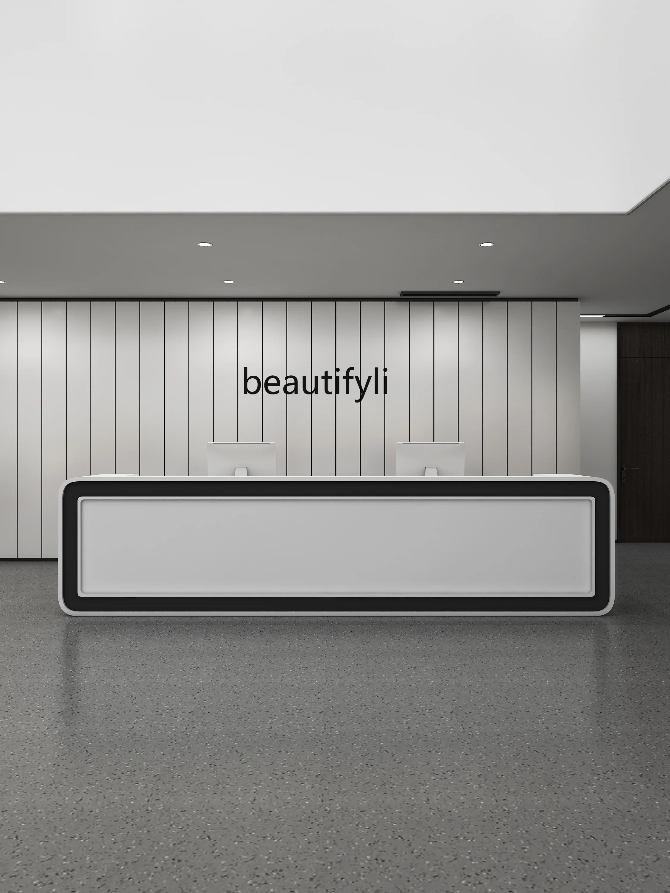 

Simple and modern beauty salon, bar table, front desk of the company lobby, barber shop, milk tea shop, payment desk.