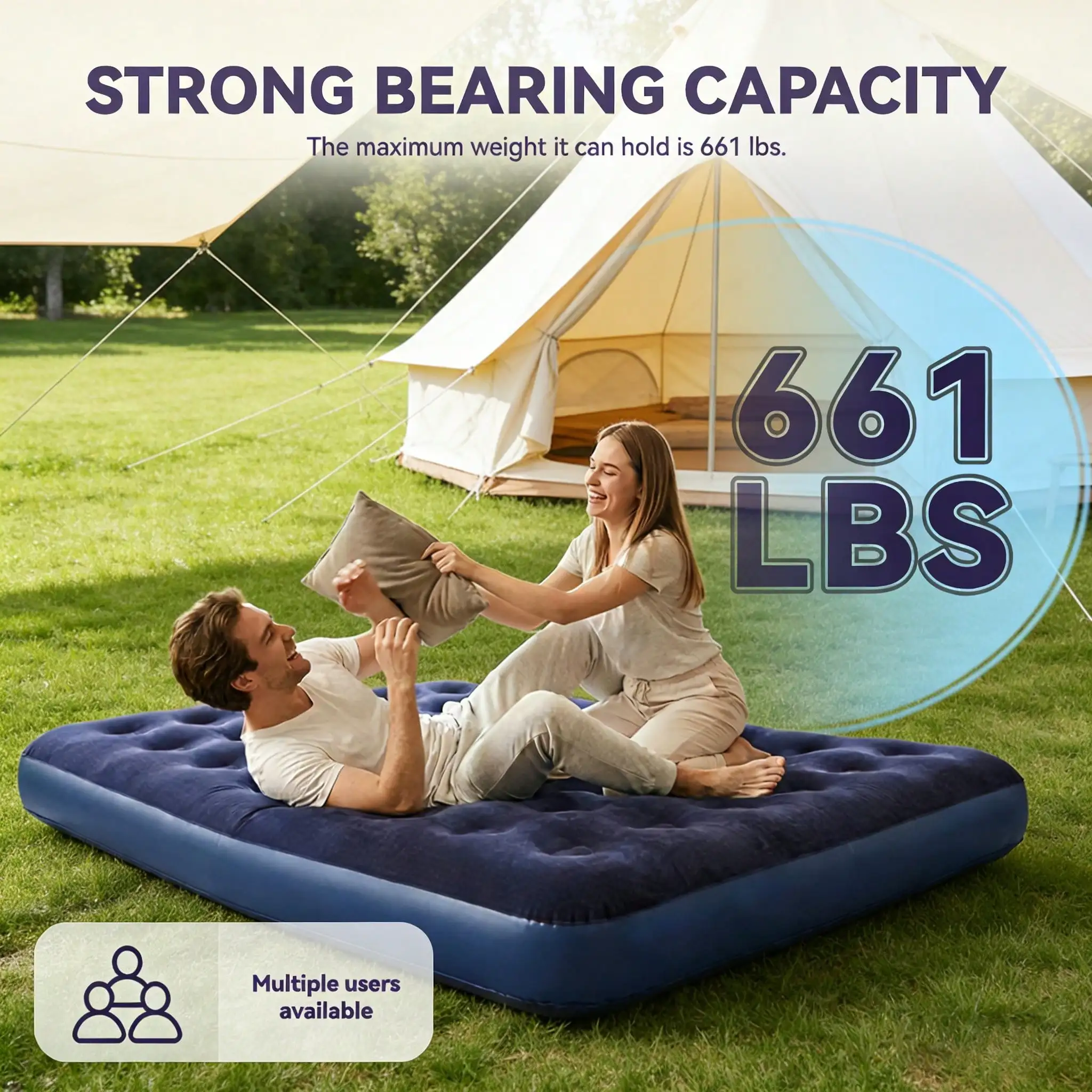 Outdoor Inflatable Mattress, Home Mattress, Multiple Models Available, Load Capacity: 440 Pounds, Foldable For Storage, 3-Minute Quick-Fill Mattress, Suitable For Family Rest And Outdoor Camping Use ST260707115378842267829