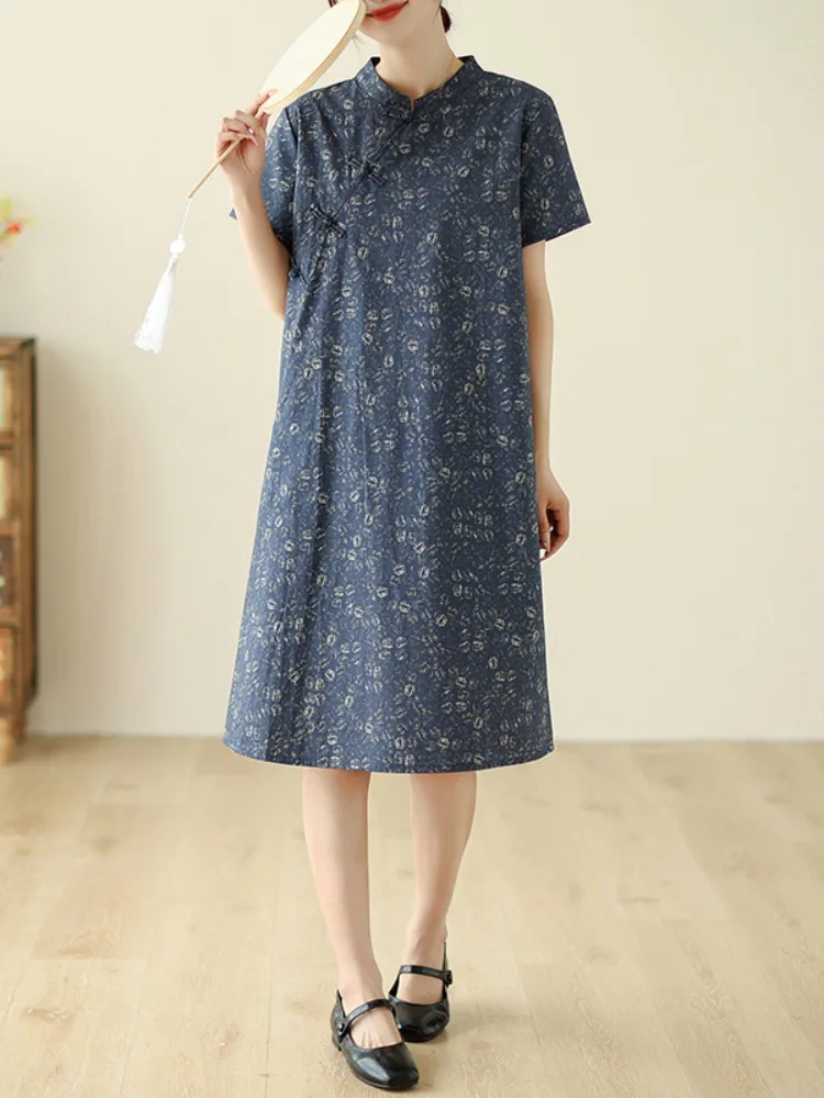 

Slimming Effect Japanese Sle High End Women's Summer New Vintage Pure Cotton Loose Cotton Linen Overhead Dr Trendy