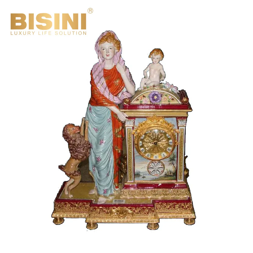 Exquisite Pattern Ceramic Decoration Living Room Clock Luxury Villa Home Use Light Clock French High-end Clock