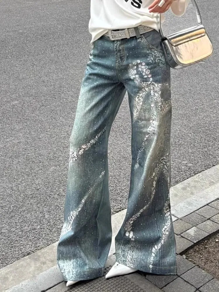 WCFCX STUDIO Y2K กางเกงยีนส์ Harajuku Vintage คุณภาพสูงกางเกงยีนส์ Streetwear Hip Hop Gothic ผู้หญิงกางเกงยีนส์ขากว้าง