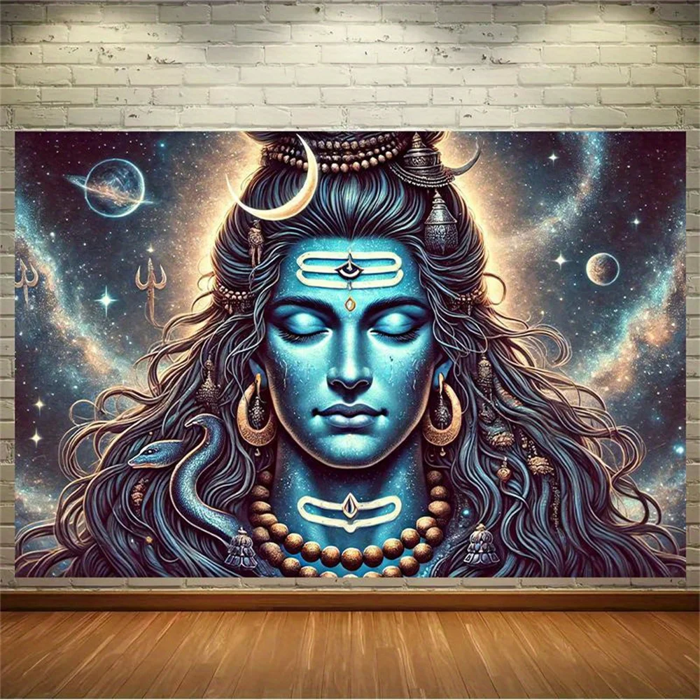 Boho Lord Shiva Wall Hanging Mandala Tapestry Galaxy Chakra Decor for Meditation Yoga Spiritual Space Hindu Spiritual Gift