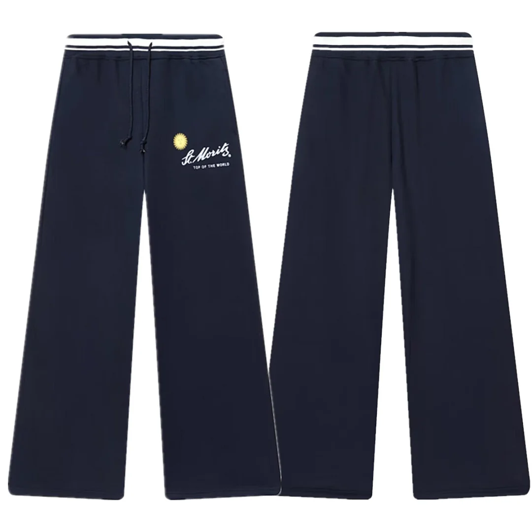 

Maxdutti American Retro School Team Sweatpants Navy Color Letter Print Jogger Pants Woman Clothes Women's Pants And Trousers