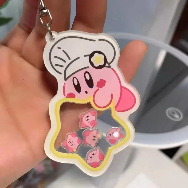 Kirby Anime Keychain Acrylic Women Men Key Chain Cartoon Cute Double Sided Pendant Key Holder Jewelry for Kids Birthday Gifts