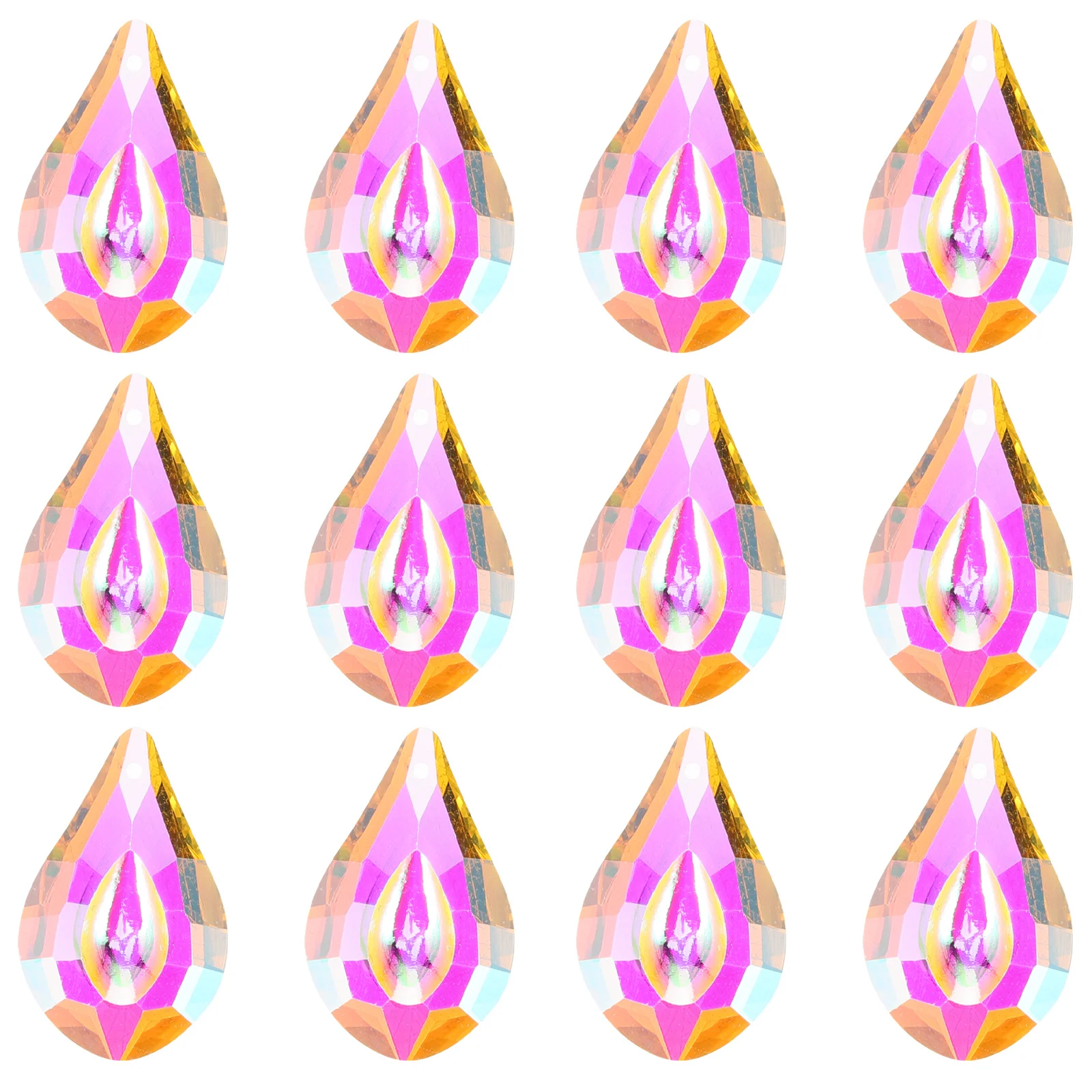 

12Pcs Crystal Chandelier Replacement Parts Smooth Glass Prisms Hanging Decoration Wedding Birthday Light Pendant Ornament