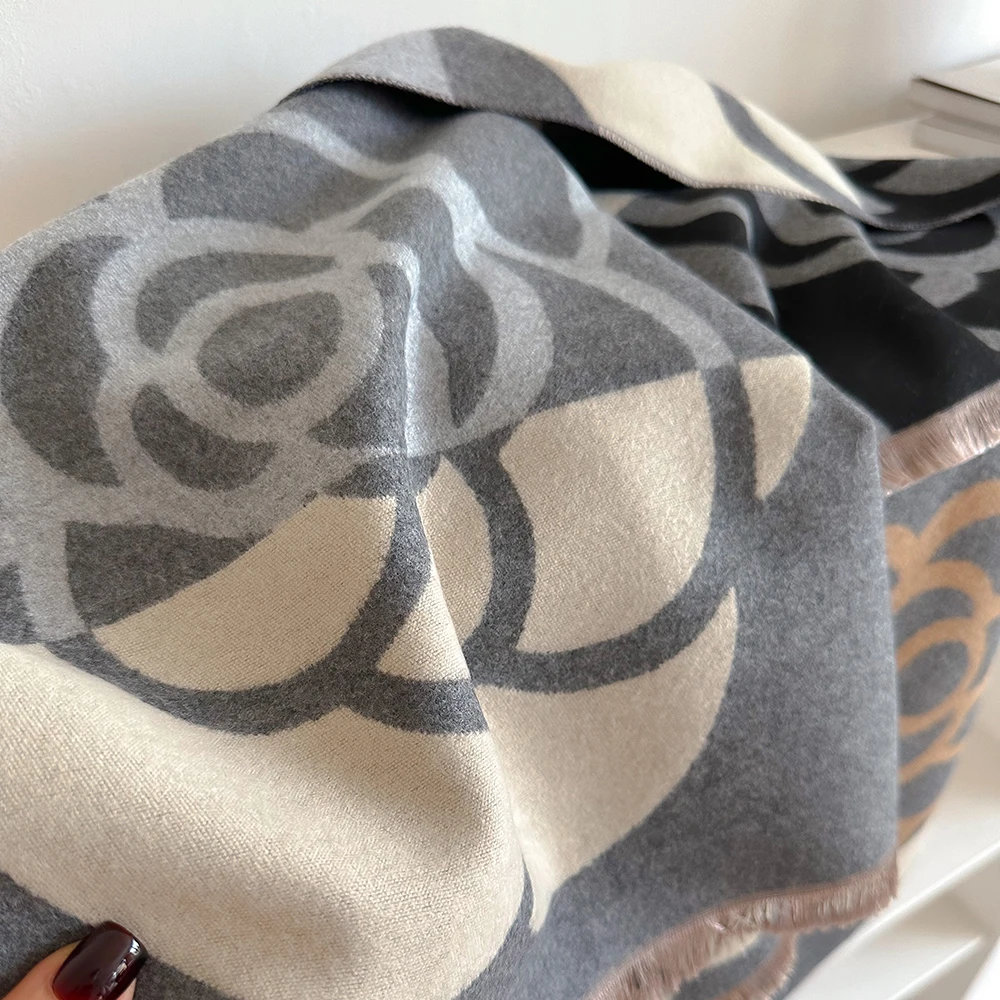 Kaschmir-Schal für Frauen, dick, warm, Winterdecke, Marke, weiblich, Luxus-Qualität, Schal, Wickeltuch, Bufanda 2024, Poncho Echarpe Pashmina – Detail 7