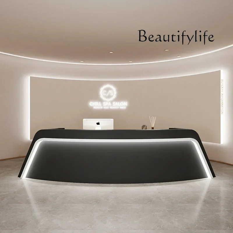 1A متجر حديث مكاتب الاستقبال صالون تجميل أرفف فريدة من نوعها مكاتب فاخرة فندق صناعي عرض أثاث Mostrador De Tienda