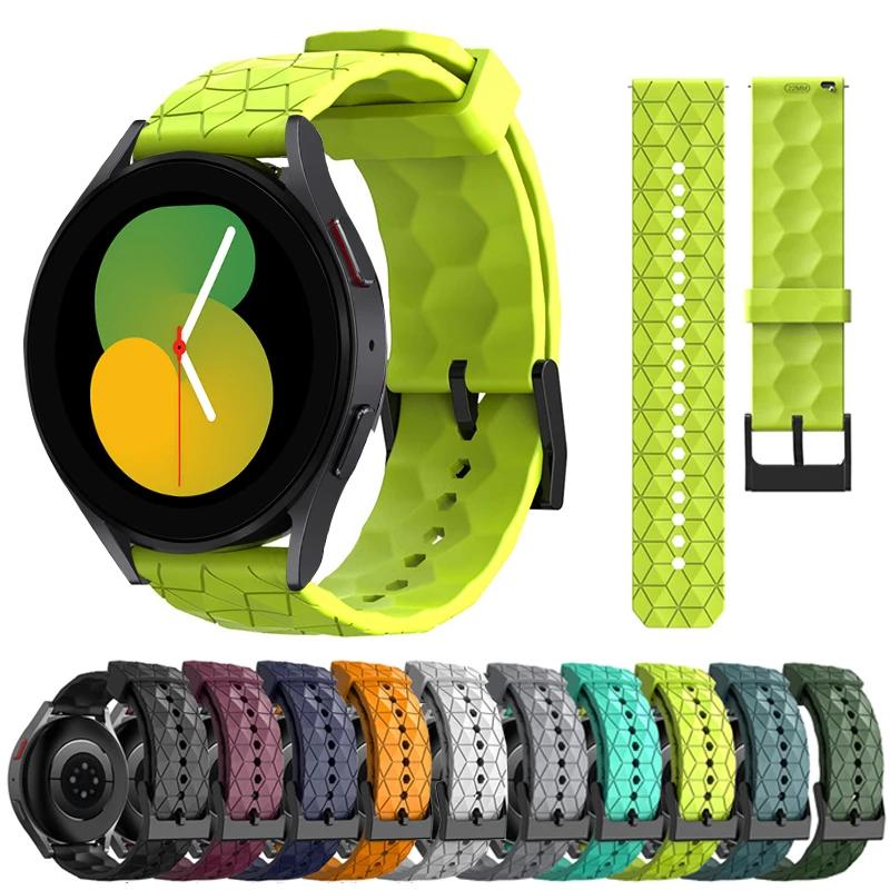 

20mm 22mm Silicone Strap For Samsung Watch 5 4 40mm 44mm 4classic 42mm 46mm Football Pattern Sport Band Galaxy watch 5 Pro 45mm