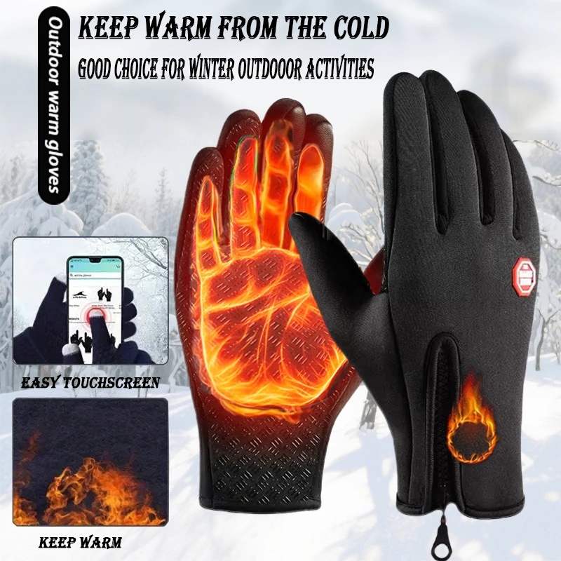 Warme Winterhandschuhe mit Touchscreen, mehrschichtiger Stoff mit Fleece und verdicktem Design, für Outdoor-Aktivitäten im Winter
