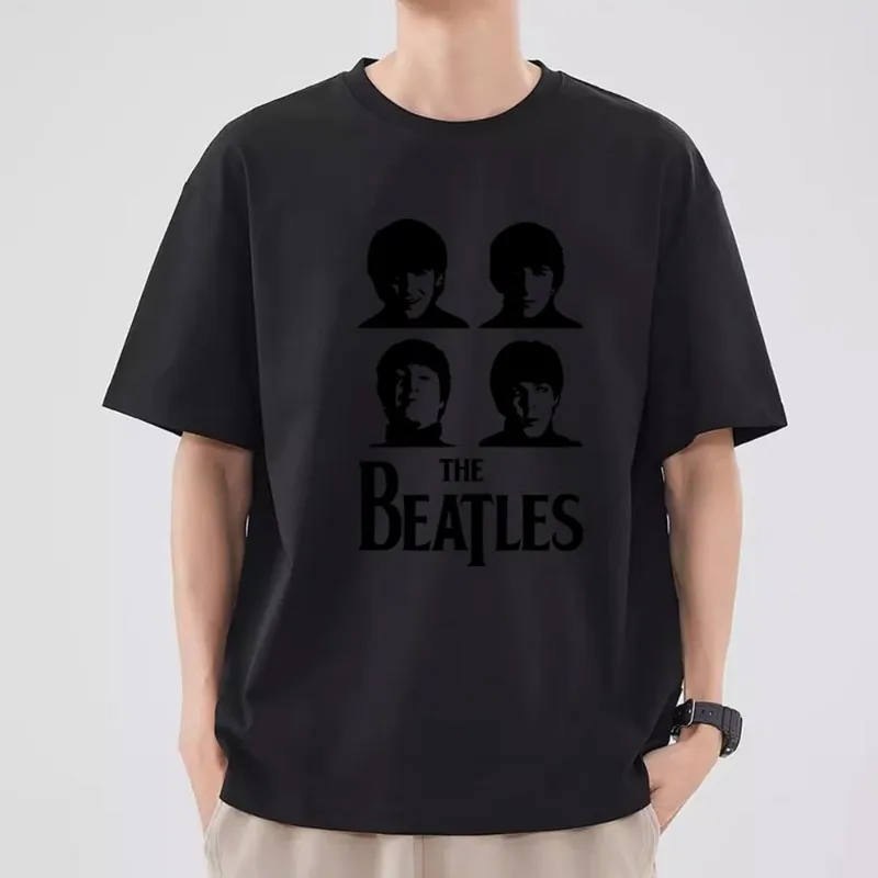 The B-Beatles Band T Shirt Women Couple Combination Clothes Short Sleeve Collar Fashion T-shirt Man Cotton