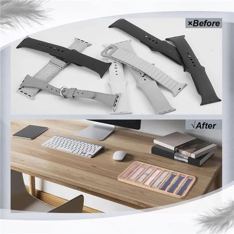 LLCS-Dustproof Wooden Watch Band Storage Box 8 Slots Watch Band Organizer Case Tray Storage Case