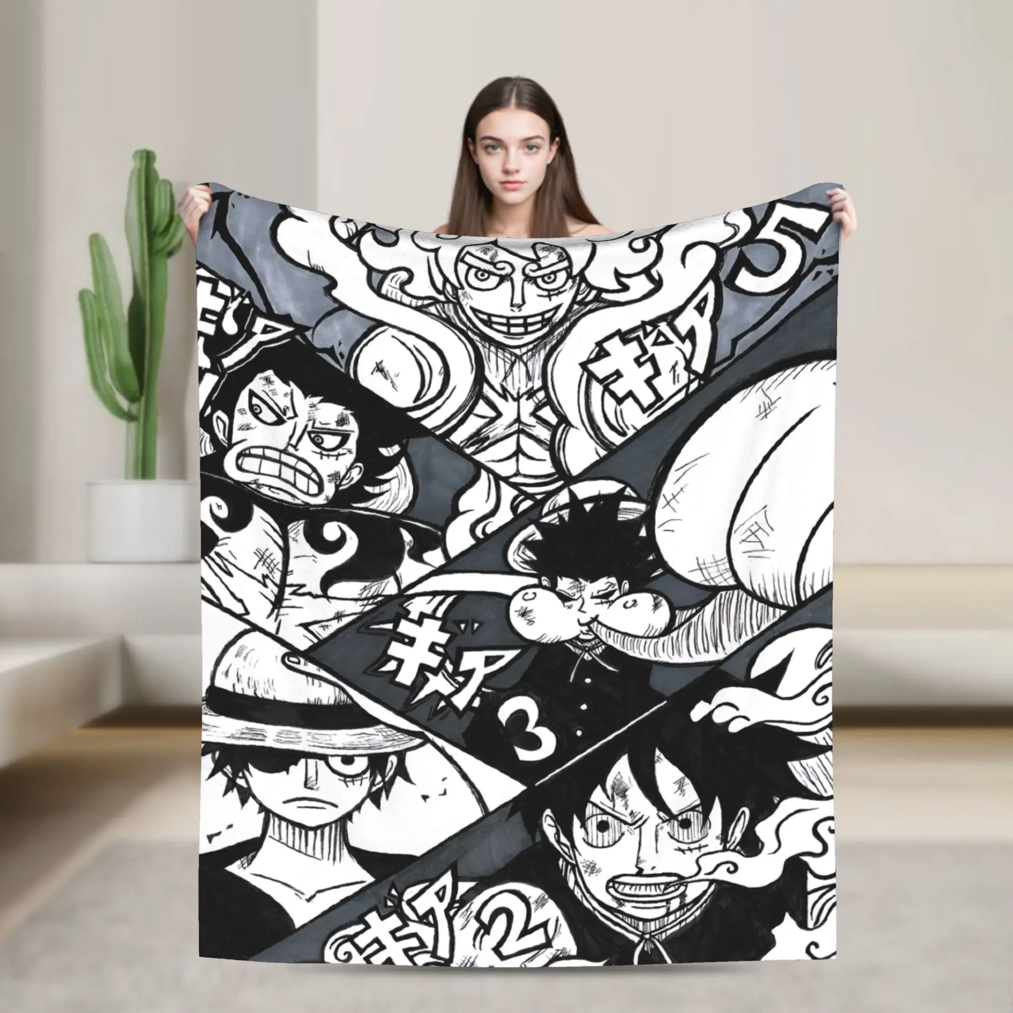 Custom One P-Pieces Luffys Blanket Soft Fleece Spring Autumn Warm Flannel Cartoon Comic Throw Blankets for Sofa Travel Bed Quilt