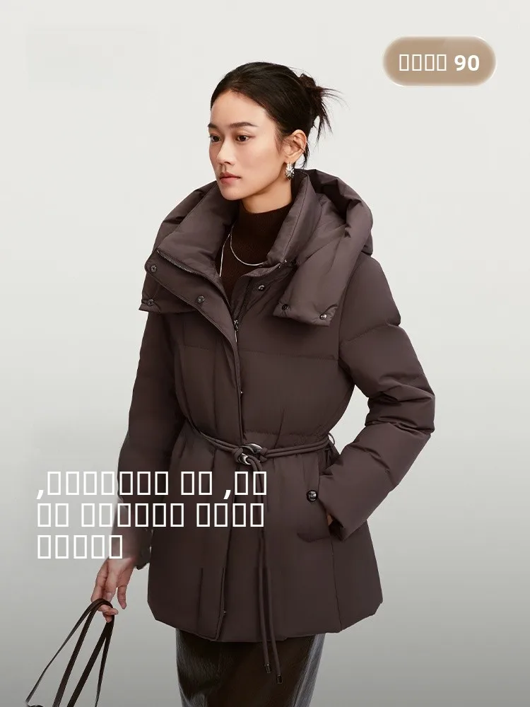 

Bosideng Winter New Sle Women's down Jaet 90 Goose down Slimming Busin Sle Belted Stand Collar Warm Thiened Long S...