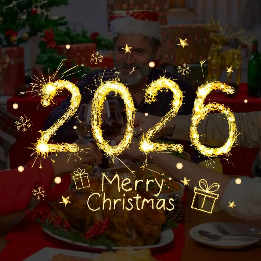 زينة النافذة البلاستيكية أنماط عيد الميلاد الذهبية تأثير اللهب الذهبي ملصقات زجاجية عيد الميلاد 2026 عدد بركات مقاوم للماء #2