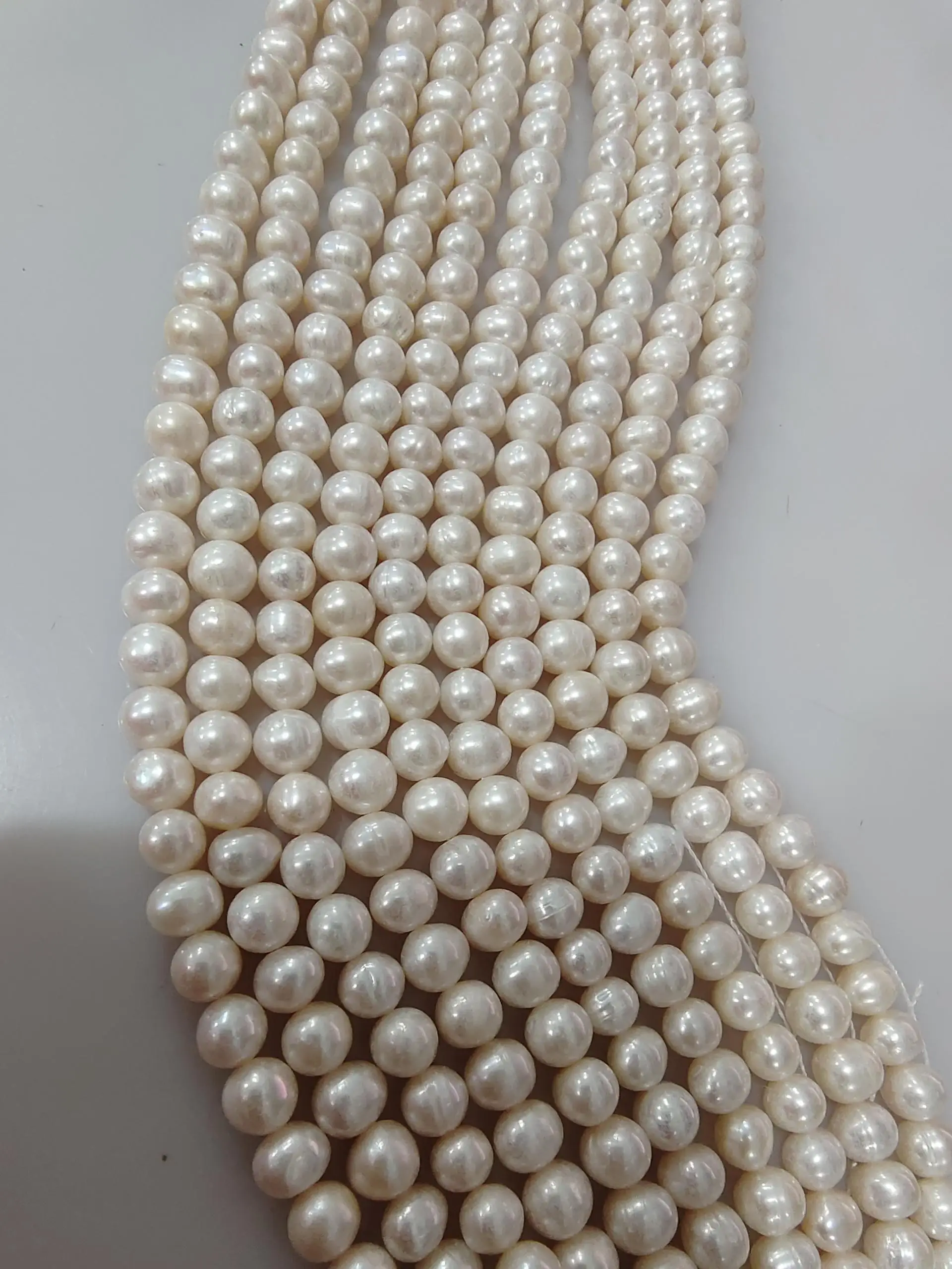 YYW High Quality 7-8mm 100% Natural Freshwater Pearl Beads white Pearl Round Loose Beads DIY Necklace Bracelat Jewelry Making