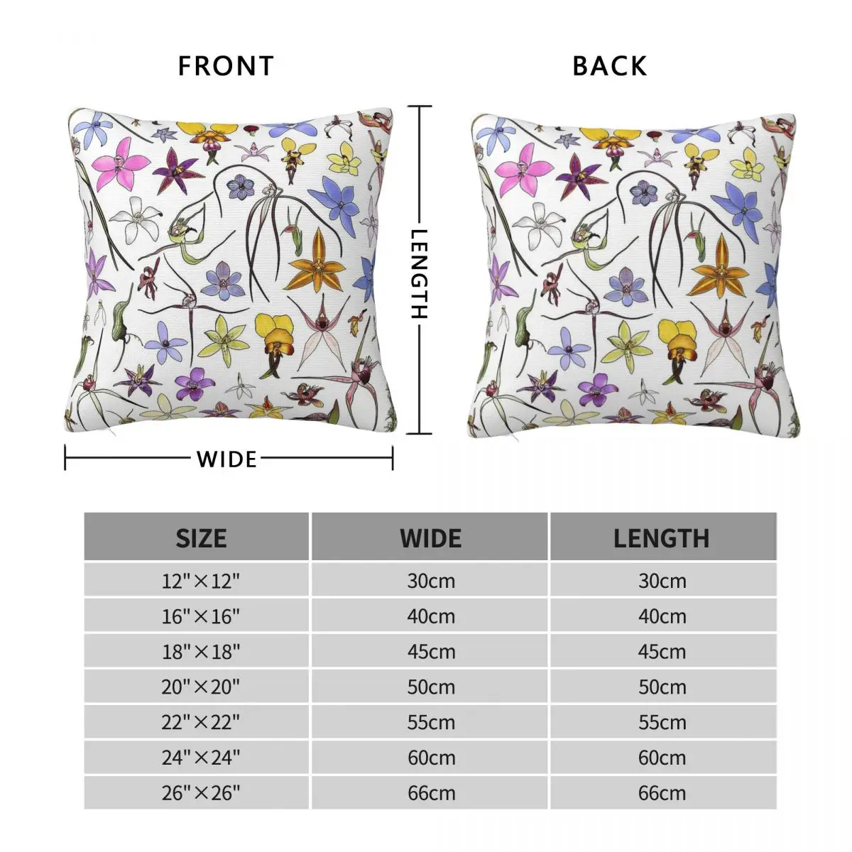 Australian Orchids Square Pillowcase Polyester Linen Velvet Creative Zip Decorative Throw Pillow Case Sofa Seater Cushion Cover