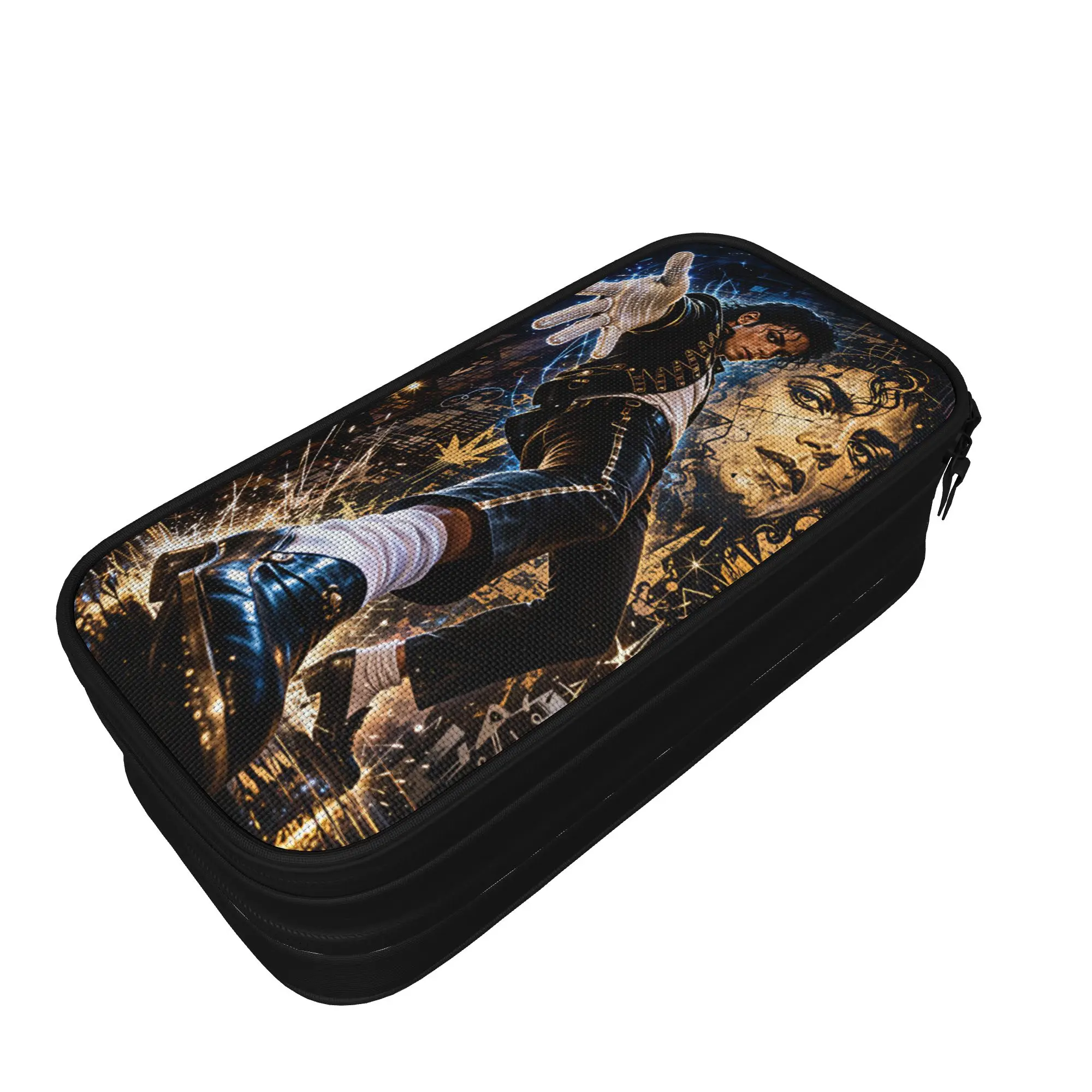 Michael Jackson Pencil Case  School Pencil Cases Double Layer Child Aesthetic Large Capacity Pencil Box School Supplies