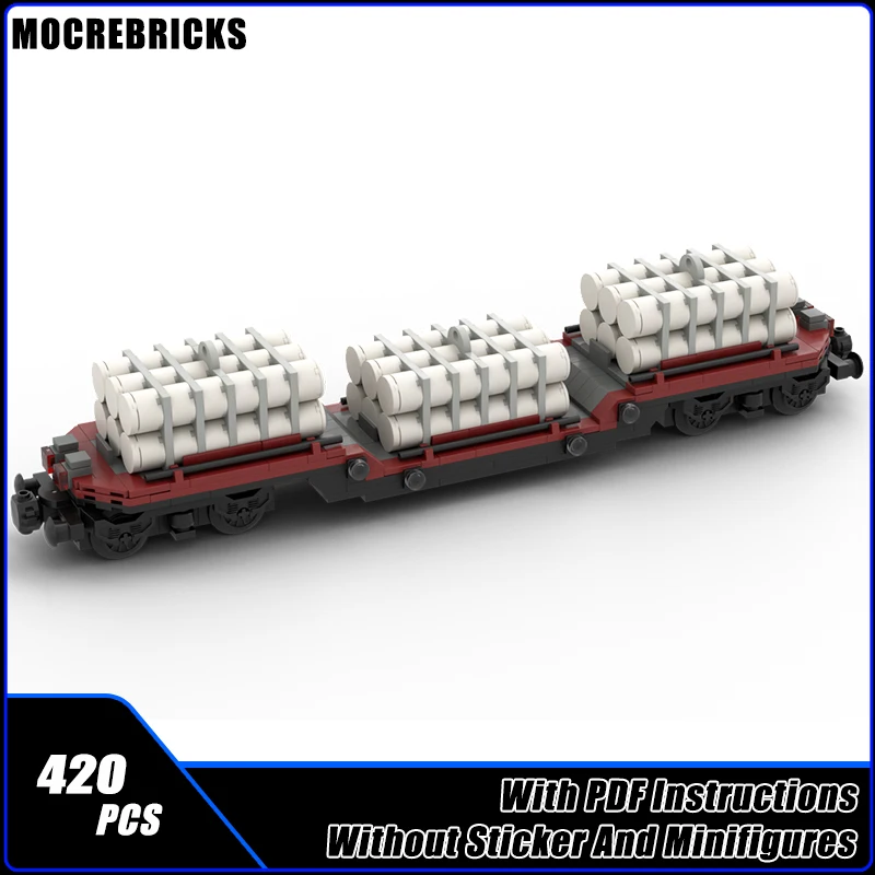 MOC City Transportion Vehicle Railway Freight Train Trailer Technology Building Blocks Assembly Model Kid's Brick Toys Xmas Gift