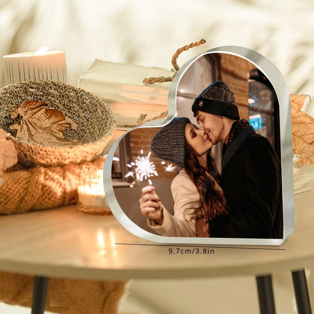 Custom Heart-Shaped Acrylic Photo Decoration—Suitable for Wedding Anniversaries, Birthdays, Weddings, Thanksgiving, Christmas, V