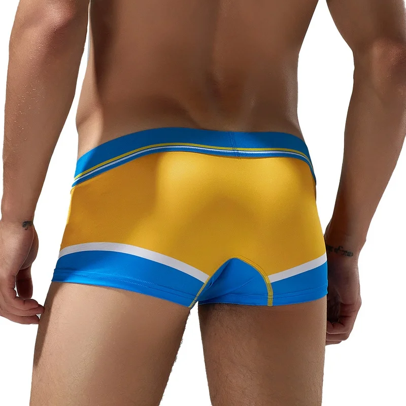 Men's flat cornered underwear, lightweight ice silk, breathable, low waist, sexy, youthful, close fitting four cornered pants