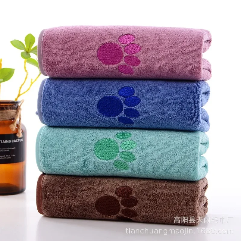 Embroidered Pet Towel Microfiber Soft Smoothing 35X75CM 50X100CM Breathable Absorbent Quick-dry Thick Dog Cat Bath Warming Blank