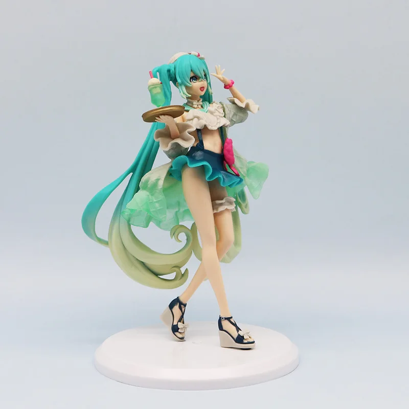 Anime Hatsune Miku Anime Figure Creative Vocaloid Melon Soda Float Pvc Model Desktop Ornaments Decoration Kawaii Doll Toys Gift