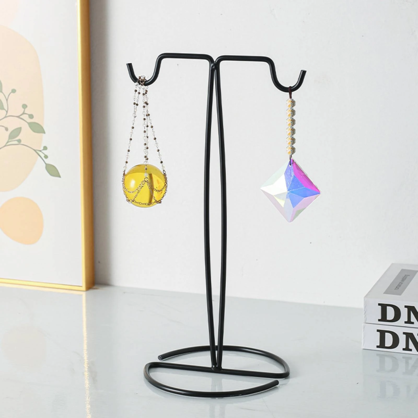 T-Shaped Display Stand Multi-Purpose Scarf Display Stand T-Shaped Handbag Holder Metal Countertop Hanging Rack Stable Base