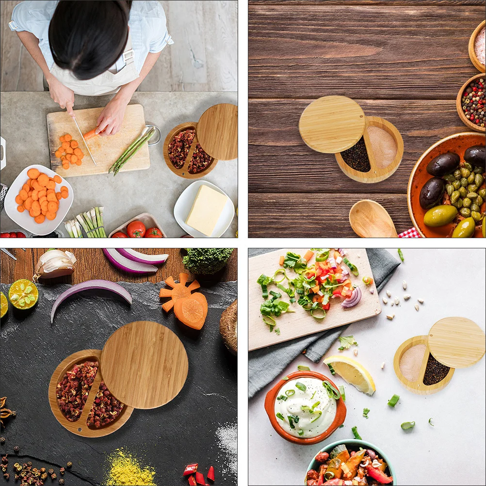 

Spice Jar Salt Jars Condiment Black Pepper Kitchen Container Bamboo Seasoning Storage Pot Pots