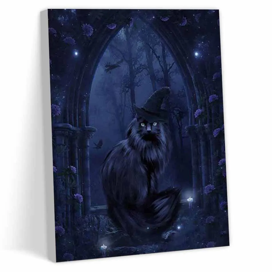 CHENISTORY Paint By Numbers Kill Time For Drawing Unframe Dark Cat Wall Art Picture Handicraft Handiwork Art Handwork Pictures