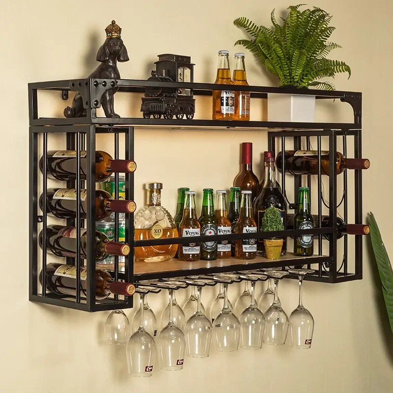 

Background wall rack, bottle rack, glass rack, upside down red wine rack
