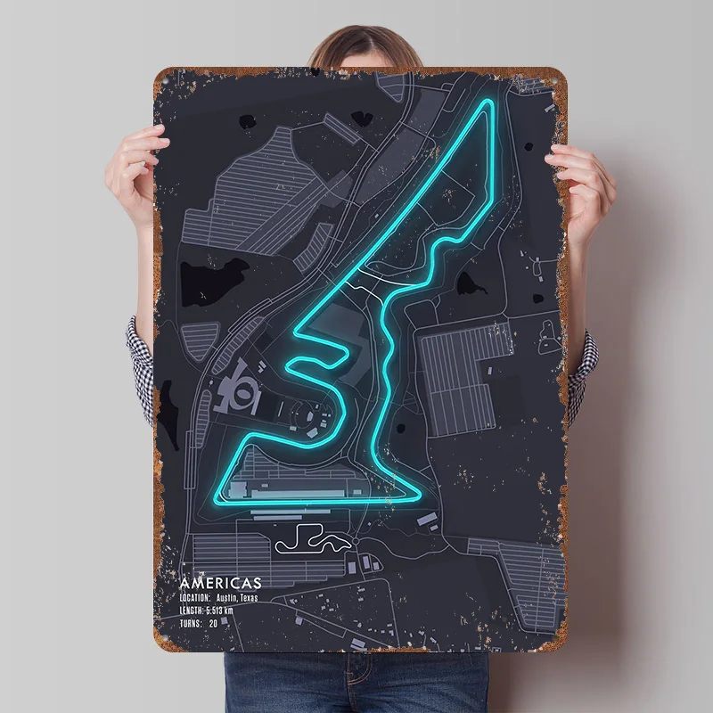 RACETRACK OF THE AMERICAS Metal Poster Customized Wall Art Retro Vintage Tinplate Signs for Man Cave Living Room Decorations