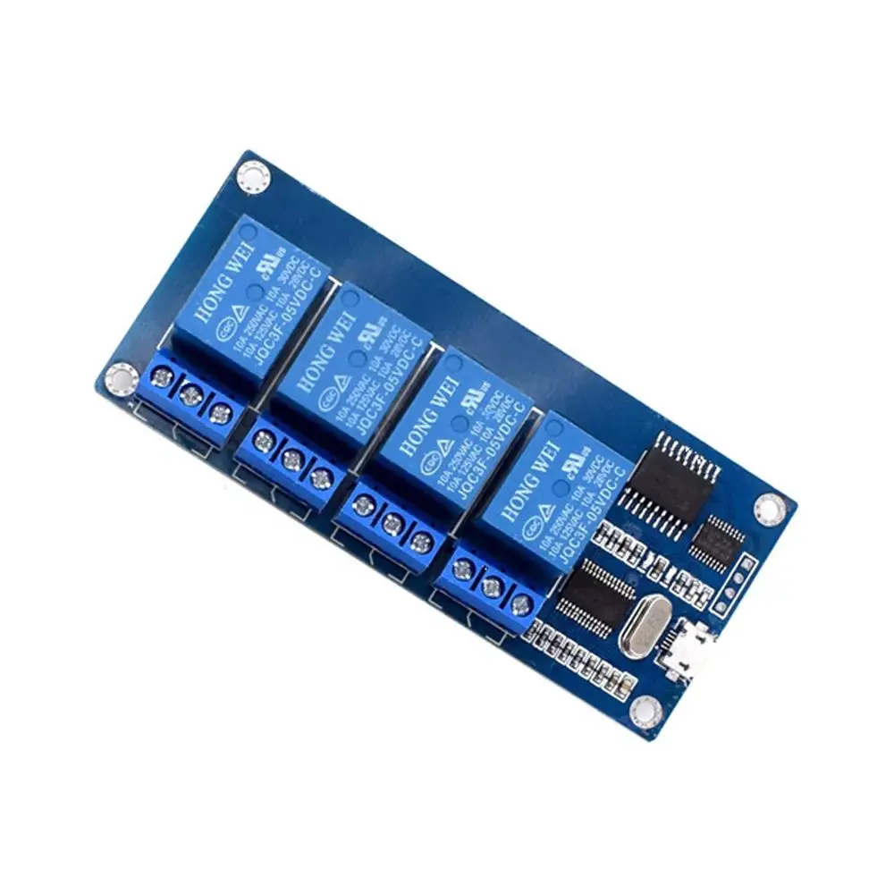 1PC 4 Channel 5V Relay Module Relay Control Board with LED Indicator Relay Micro USB Input Relay Board