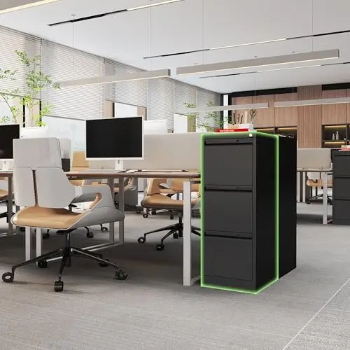 3 Drawer File Cabinets for Home Office,File Cabinet with Lock, Metal Filing Cabinet for A4/Letter/Legal Size Folder