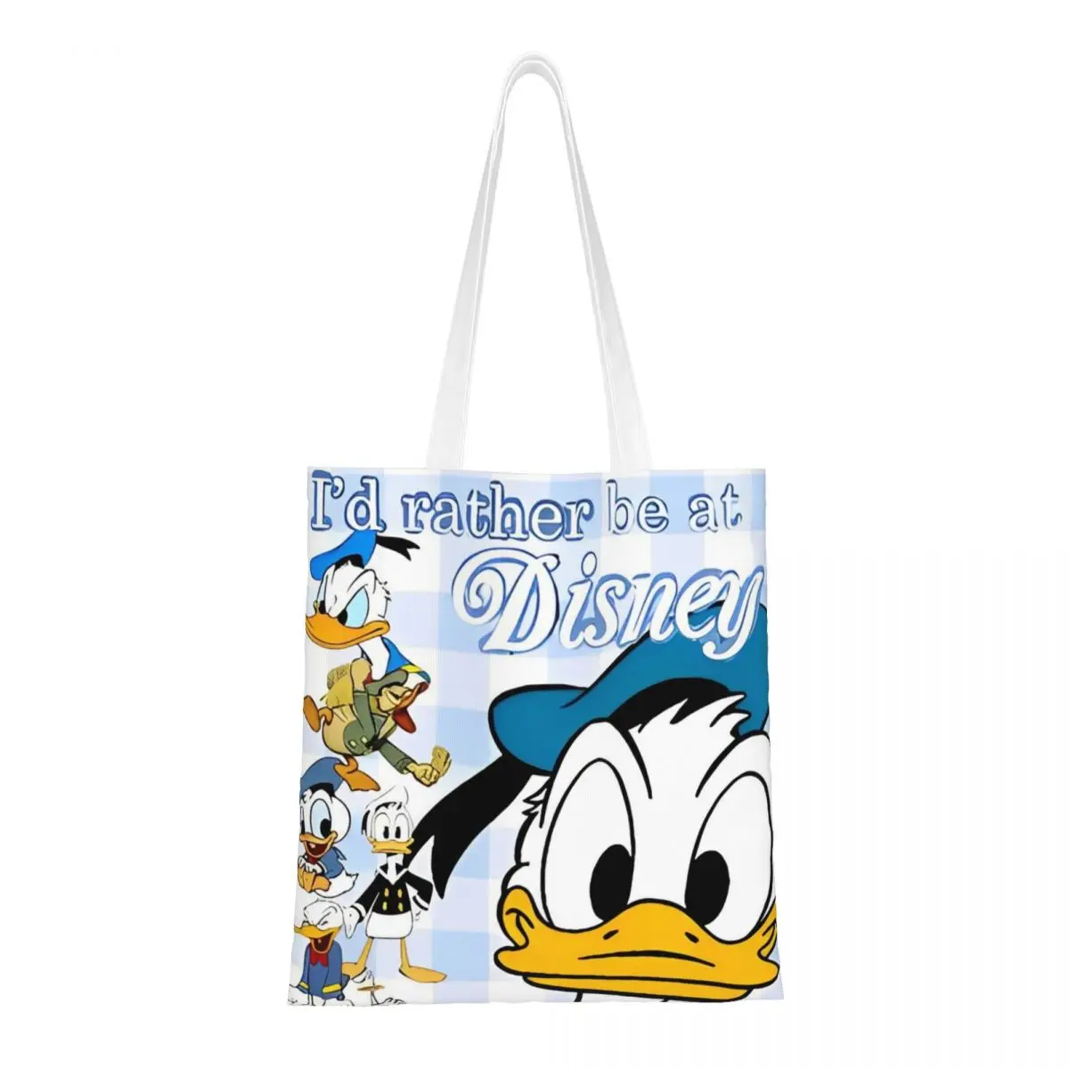 Mickey e amigos sorte pato donald sacolas mulheres bolsa de lona faculdade bolsa de ombro reutilizável saco de compras