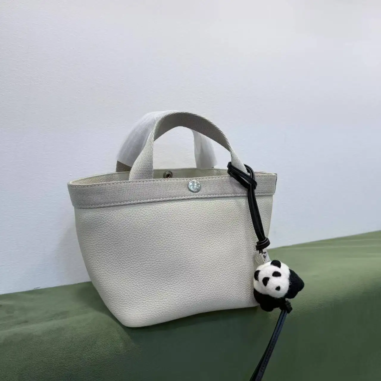 

Laid-ba Tote Bag Simple Design Top Layer Cowhide Vegetable Basket Handbag Sweet College Sle Lo Bule Closure