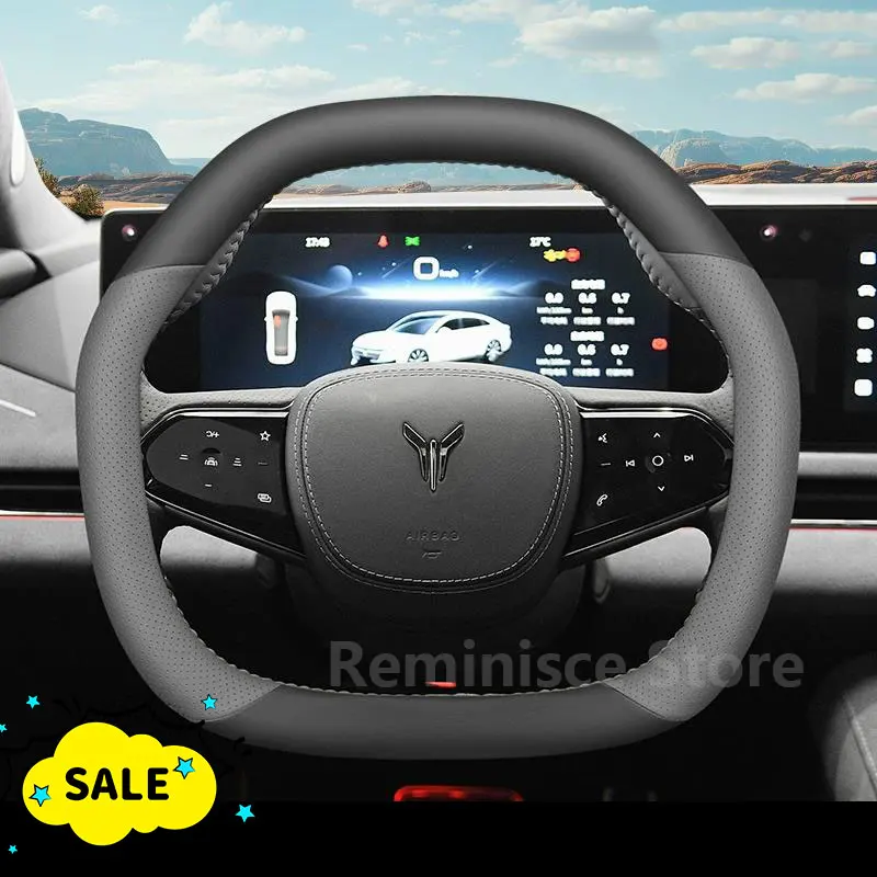 Leather Car Steering Wheel Cover For VOYAH Courage 2024 2025 2026 Non-slip Car Style Auto Interior VOYAH Courage Accessories