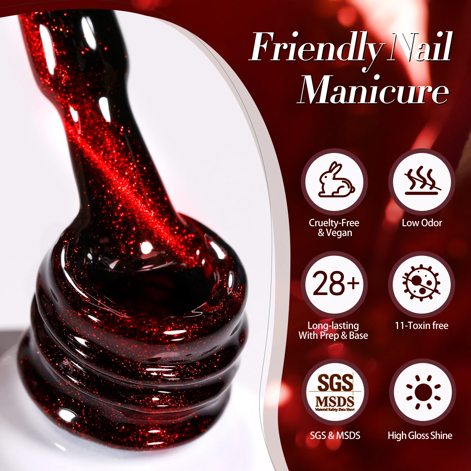 BORN PRETTY HEMA TPO FREE 10ml Scintillante Rosso Glitter Gatto Gel Magnetico Smalto per unghie Semi Permanente Soak Off UV LED Manicure Varnis