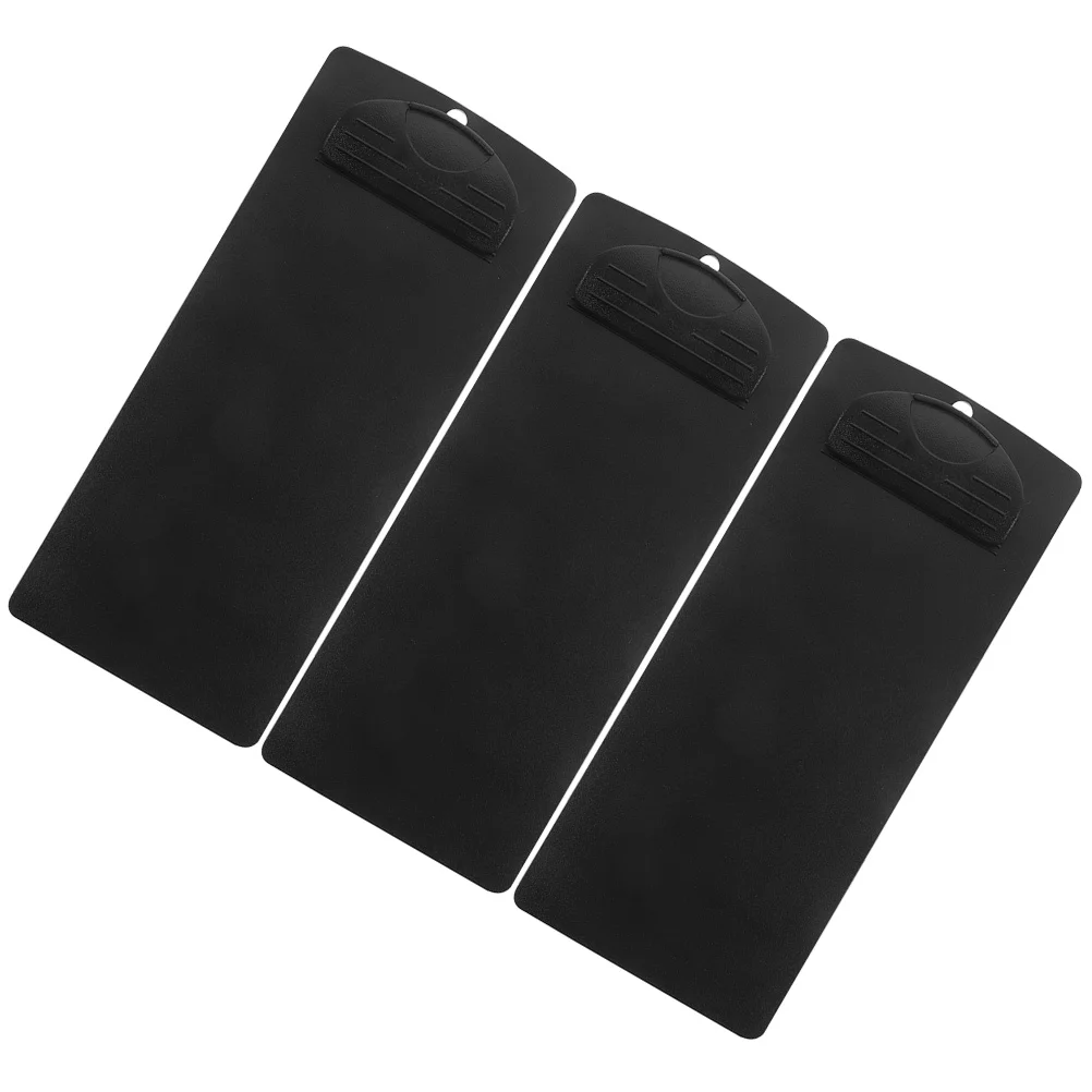 

3pcs Black Menu Folder Bill Clip Board Clipboards Writing Support Paper File Clips Writing Board Office Student