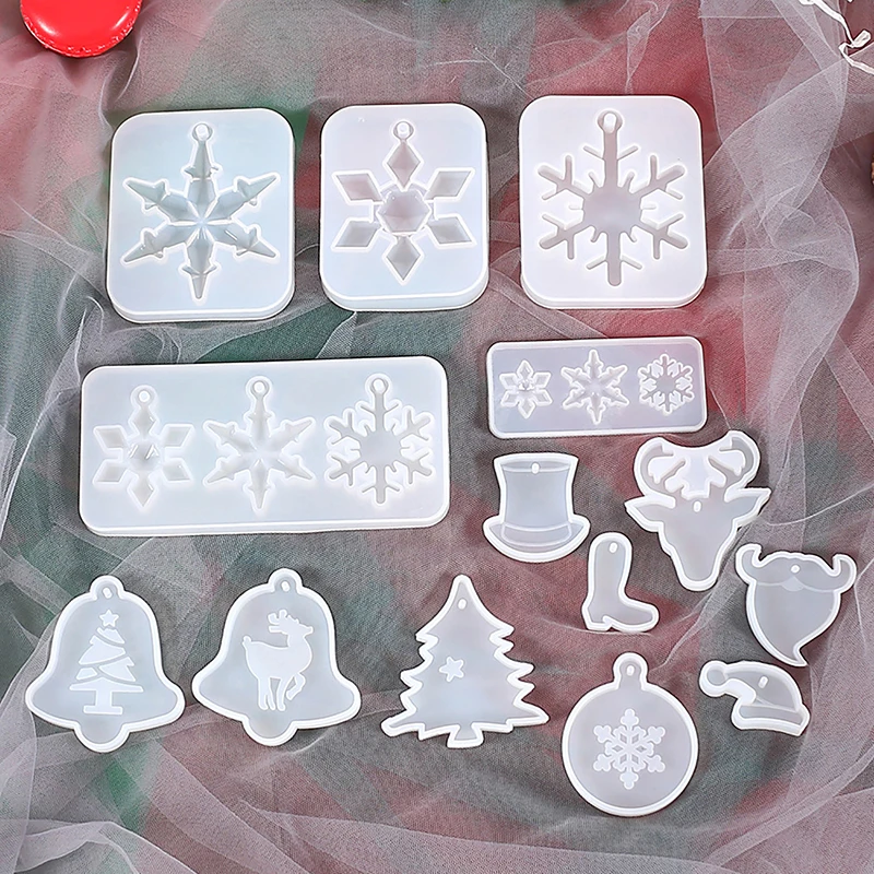 1PC DIY Crystal Keychain Hanging Necklace Jewelry Decoration Ornament Accessories Snowflake Pendant Mirror Silicone Mold