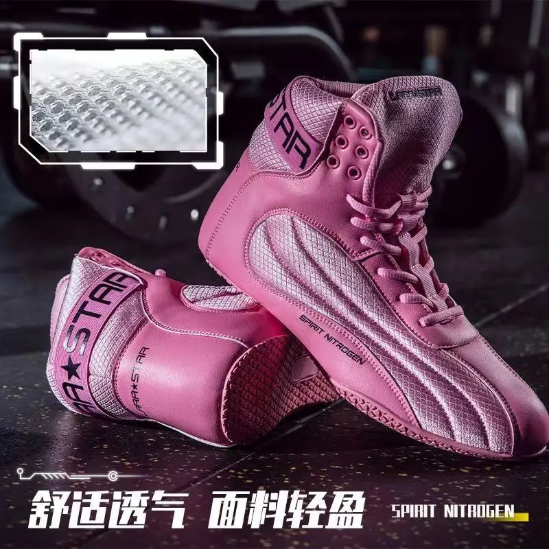 Sapatos de agachamento profundo sapatos de tração dura fitness treinamento abrangente powerlifting boxe luta alta superior masculino e feminino