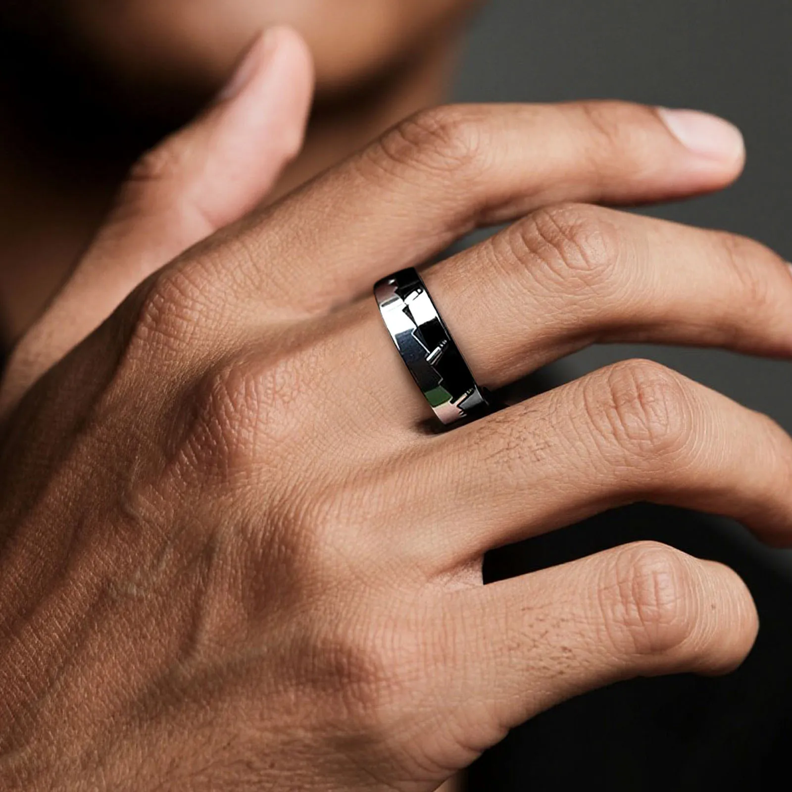 

Mechanical Ratchet Fidget Ring Visible Gear Jumping Spinner Anxiety Relief Gift for Love Anniversary Valentines Day