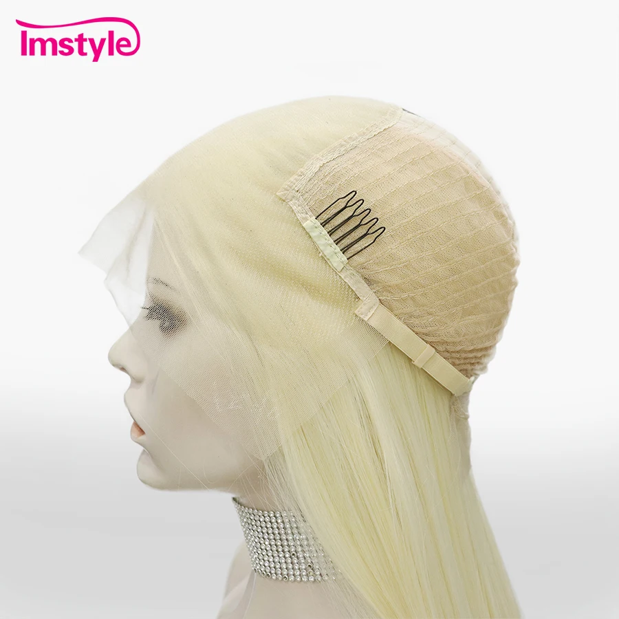 Imstyle 13x6 synthetische Spitze Front Perücke blonde Spitze Perücken für Frauen lange glatte Haare Perücke hitze beständige tägliche Cosplay Perücken